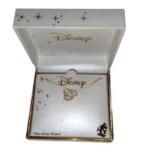 Disney Mickey outline with box fine silver plated necklace new in box